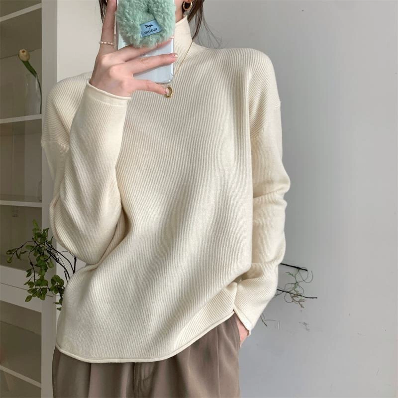 Свитер демисезонный с длинным рукавом, slim fit, западный стиль, облегающий