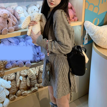 少女老钱绞花系列 宽松毛衣外套/针织毛衣短裙套装