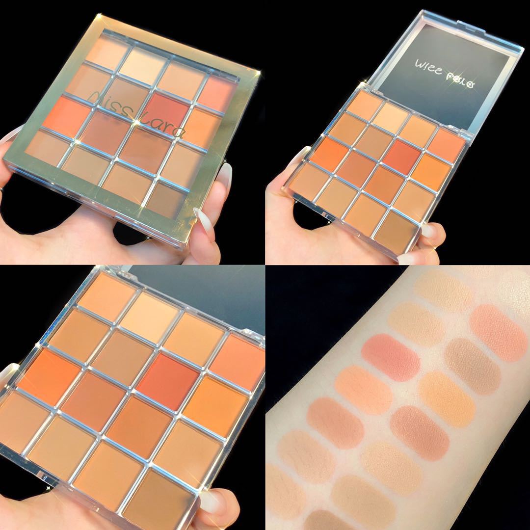 Misslara 16-Farben-Lidschattennebel, Oberfläche, fein, glänzend, metallisch, Anfänger, Regenbogen, bunt, Lidschattenplatte_voghion.com