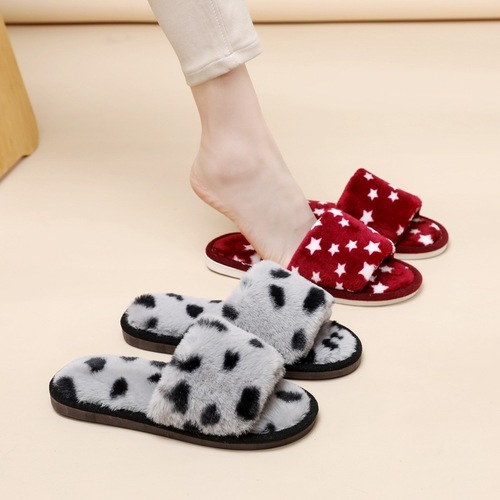 Fairy Wind Five-Star Fluffy Slippers for Women, Outdoor Wear  Autumn New Plush Air-Conditioned Room Lazy One-Sided Cotton Slippers