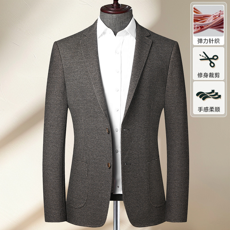 Autumn and Winter Suit Men's Top Single-piece British Stretch Slim-fit Houndstooth Suit Non-ironing Business Men's Single Western Jacket Men's Autumn and Winter Suit Men's Top Single-piece British Stretch Slim-fit Houndstooth Suit Non-ironing Business Men's Single Western Jacket Men's