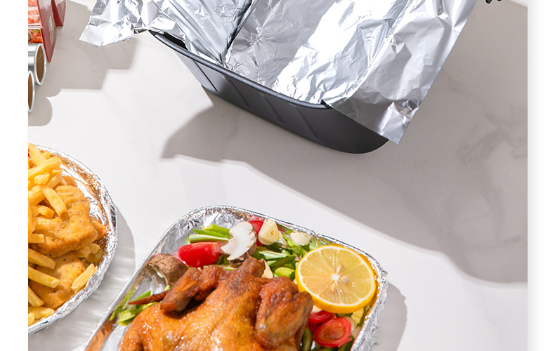 Kalay folyo hava fritöz özel alüminyum folyo barbekü kutusu sızıntısı ev pişirme barbekü tek kullanımlık kalay folyo