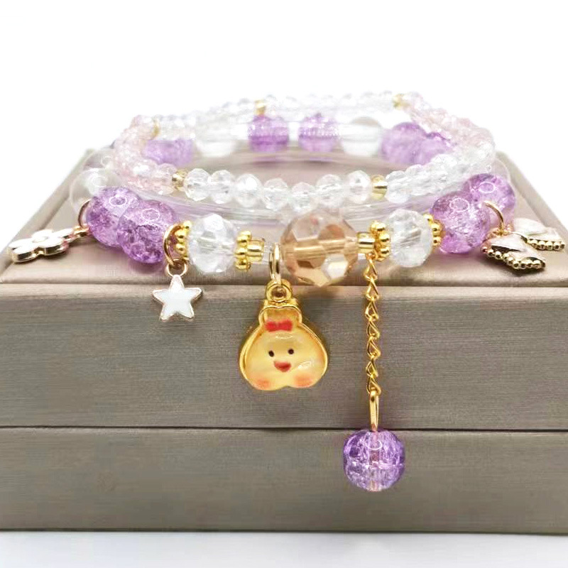 De estilo coreano de cristal-como pulsera de La Pequeña Niña estudiante amor estrella lindo Dudu pollo colgante pulsera