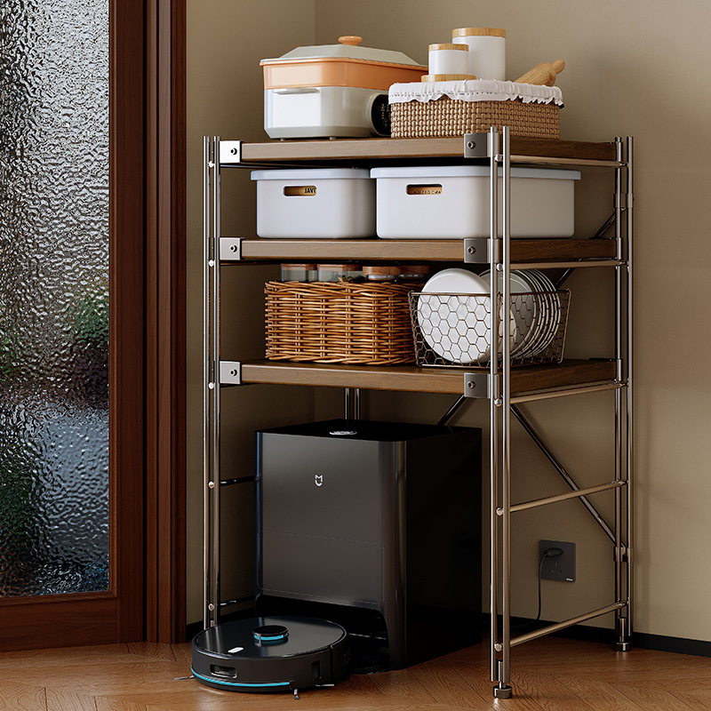 Estante de robot de barrido, estante de almacenamiento de estilo japonés de varios pisos, estante de almacenamiento de cocina de balcón de sala de estar
