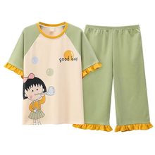 睡衣女夏高档棉短袖短裤七分裤女士睡衣套装大码家居服春夏两件套