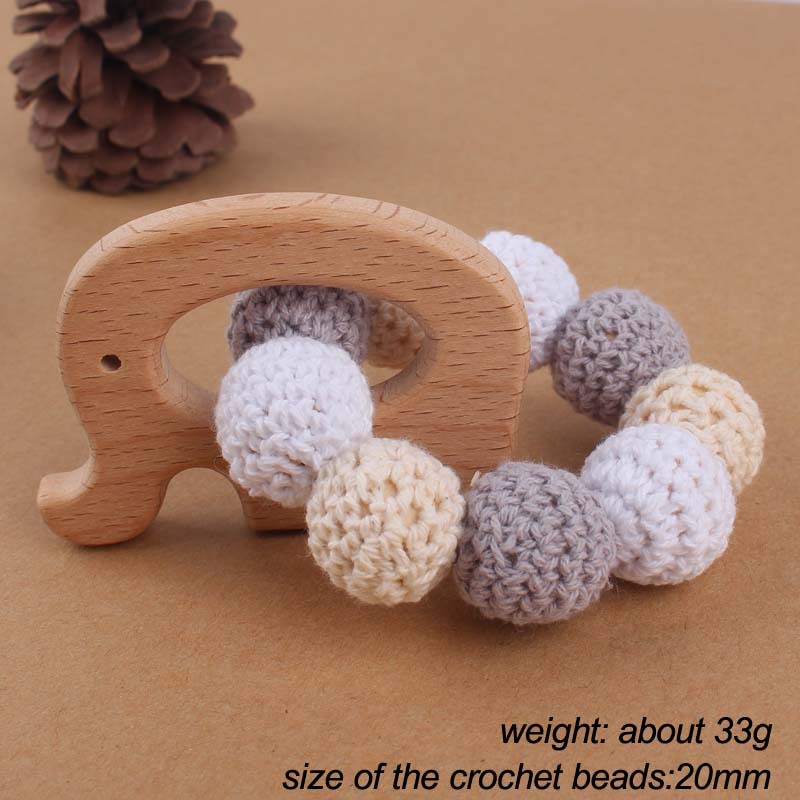 Suministros para bebés Beech animal de dibujos animados pájaro mordedor DIY gran bola lana color pulsera teether juguete