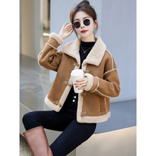 小香风流行短款外套女士冬季新款休闲加厚皮毛一体上衣