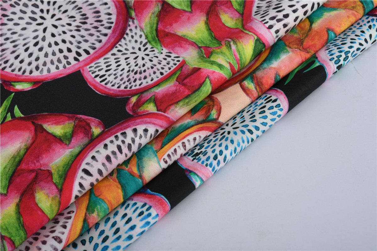 新款春夏沙滩服服装面料 全棉仿天丝植物叶子印花布料 多色可选