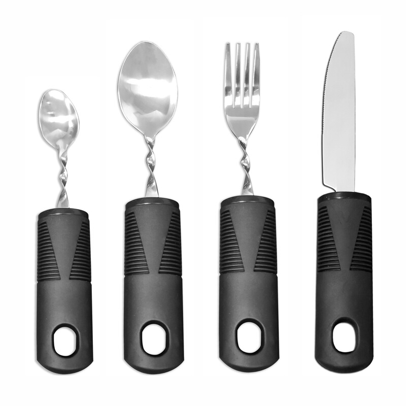 Manufacturer's Stainless Steel Rubber-Plastic Handle Adaptive Assistive Cutlery Set for the Elderly, Anti-Shake Knife, Fork, and Spoon Rehabilitation Eating Aid Tool Set Manufacturer's Stainless Steel Rubber-Plastic Handle Adaptive Assistive Cutlery Set for the Elderly, Anti-Shake Knife, Fork, and Spoon Rehabilitation Eating Aid Tool Set