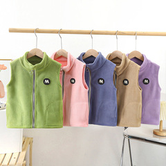 新款兒童奧粒絨馬甲男女中大童春秋冬季坎肩加厚保暖立領外穿上衣