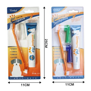 Pet supplies wholesale double-headed pet toothbrush dog oral care cat dog toothpaste dog toothbrush suit