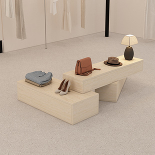 Clothing Store Island Table Travertine Table Women's Clothing Store Shoes and Bags Jewelry Display Table Display Cabinet Simple and Modern