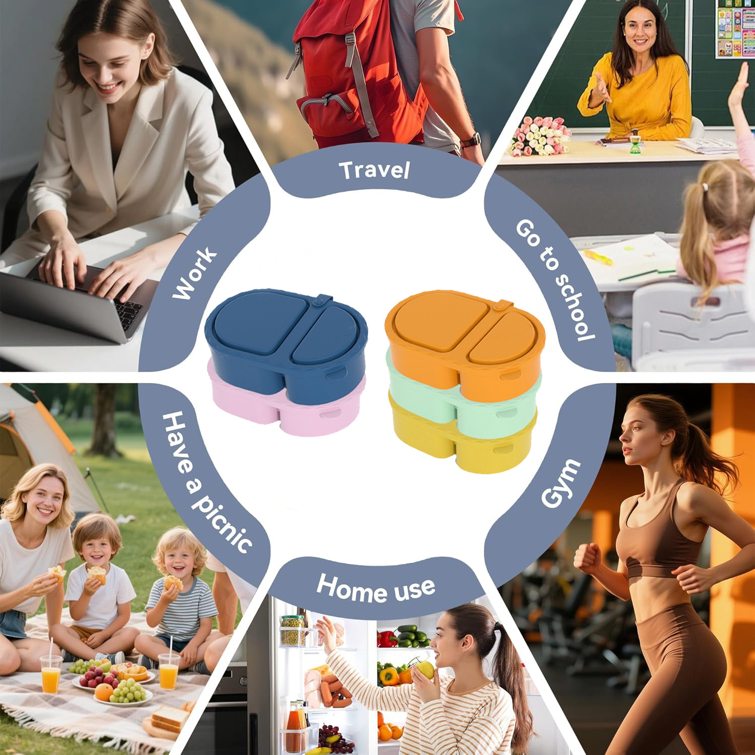 silicone snack container硅胶双格调味