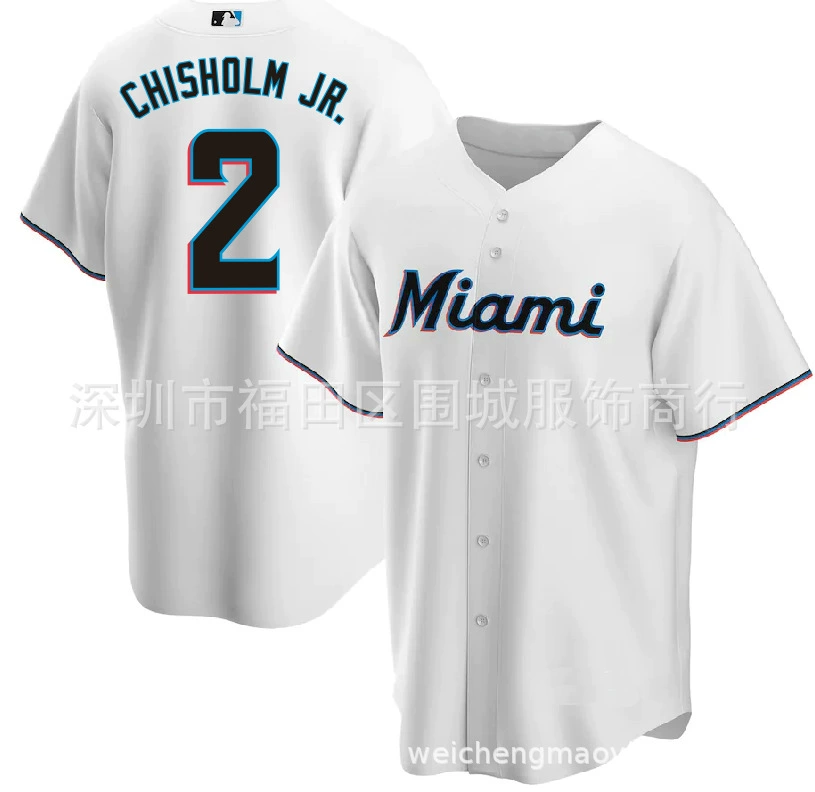 Вышиванна бейсболная майка MLB Майами Марины Джерси Чишолма Младший Джерси