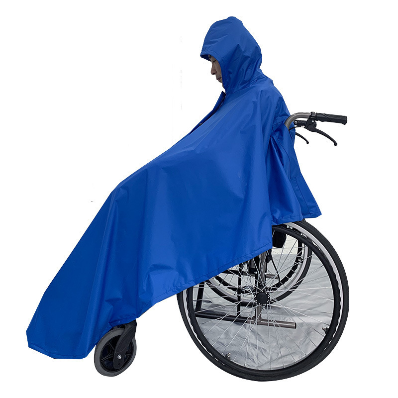 Wheelchair Raincoat Manufacturer Direct Supply Amazon Polyester Disabled Reflective Thickened Elderly Scooter Poncho to Prevent Heavy Rain
