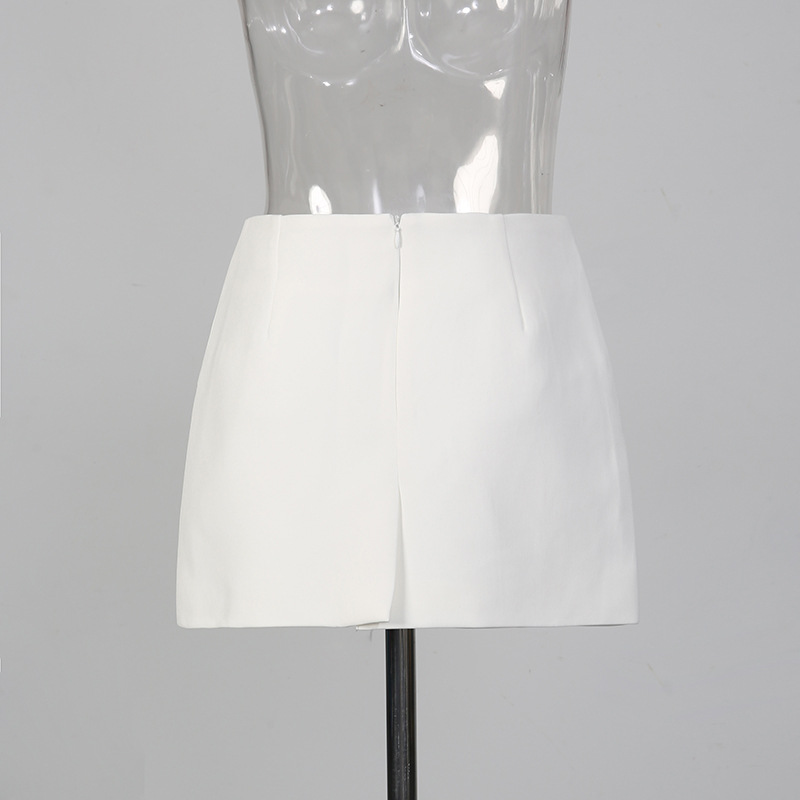 Elegant Women's V-neck Beaded Blouse And Irregular Skirt Set_voghion.com