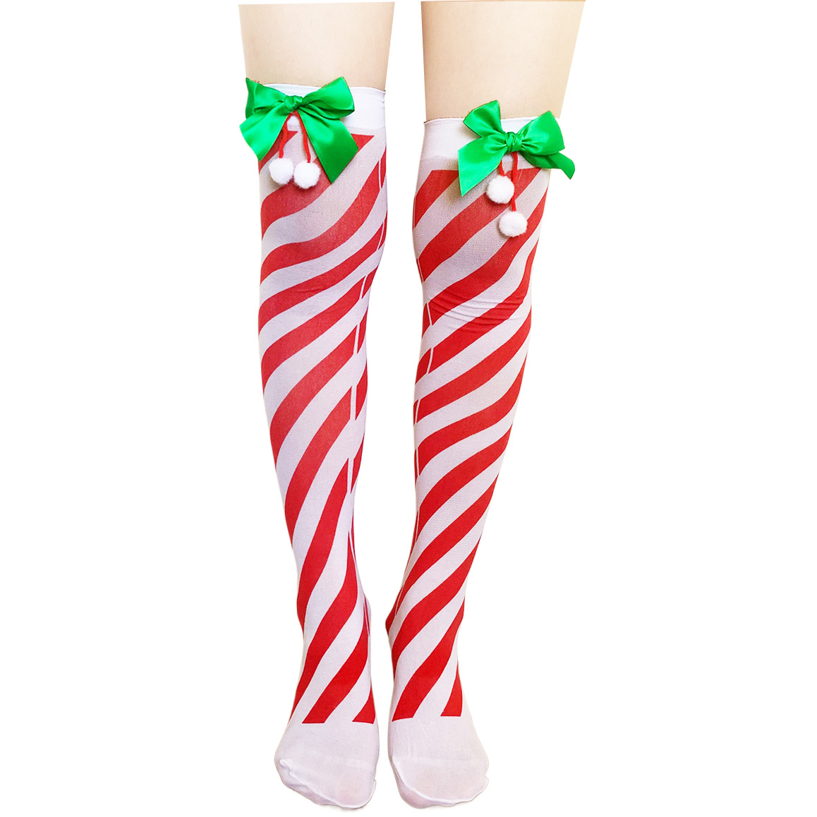 Medias de Navidad fabricantes transfronterizos en stock Medias de Halloween vacaciones vestir ropa accesorios rayas sobre la rodilla Calcetines