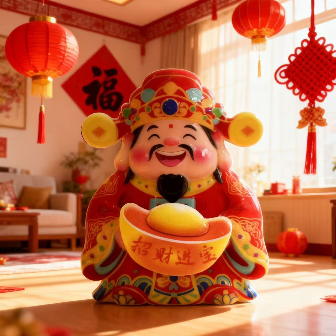 Yuan Bao Caifu Fuente de Finanzas Rodante Caifu Gato Refrigerador Tiles Magnéticos Orando Benedicción Decoración del hogar Caifu Jinbao Ideas de Regalo
