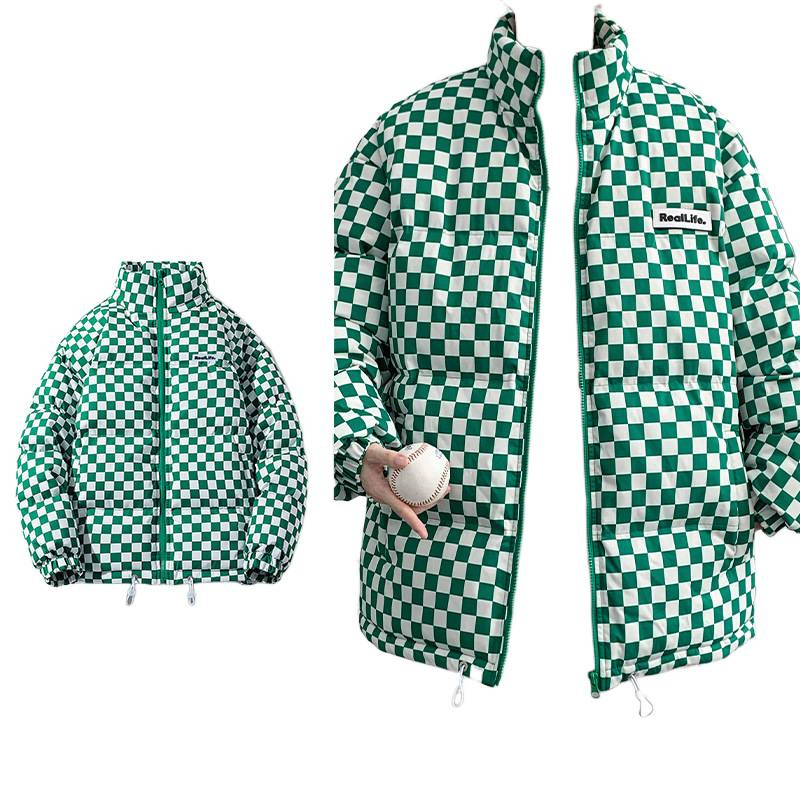 Men’s Winter Padded Jacket – Lightweight Quilted Coat With Stand Collar & Zip Pockets (M-5XL, Black/Green)_voghion.com