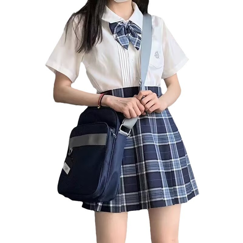 ODA TWILL | 학교 JK 유니폼 체크 무늬 스커트 스커트 매일 스커트 체크 무늬 스커트 블루 체크 무늬