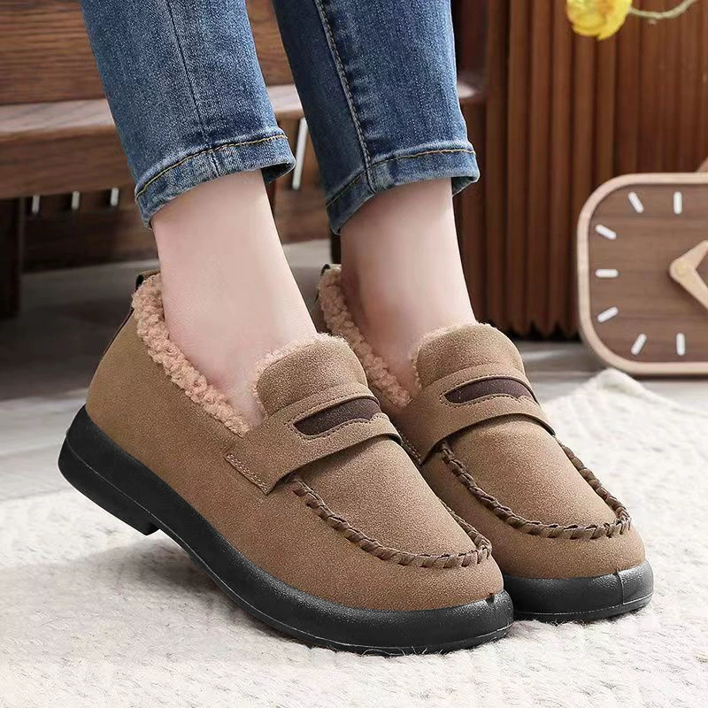 Новые Зимние Туфли-дуги с низким верхом, женские хлопковые сапоги для мам, утепленные теплые туфли на флисовой подкладке, ленивые туфли без шнуровки