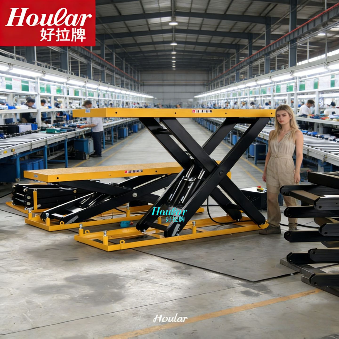 hoular好拉升降平台固定式升降机2台控制同步液压举升高升降台