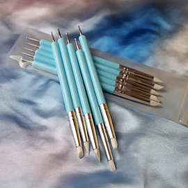 美甲点花笔5支装硅胶压花笔多功能双头点钻雕刻镂空笔硅胶点钻笔