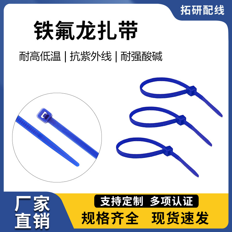 铁氟龙扎带批发耐高温耐油束线带ETFE自锁式扎带多行业应用