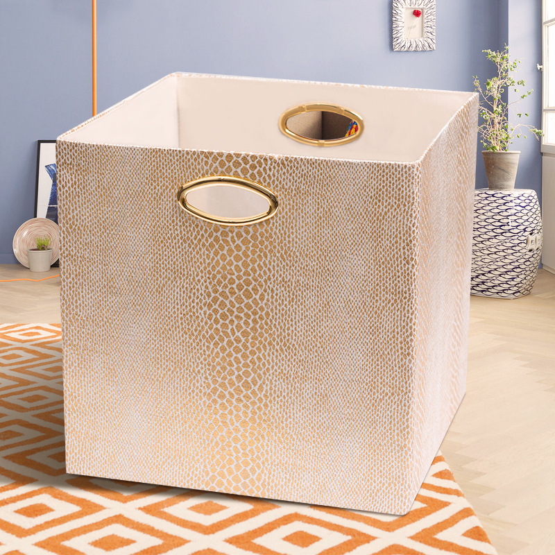 ins加厚迷你桌面收纳简约儿童玩具杂物收纳篓棉麻折叠办公收纳盒