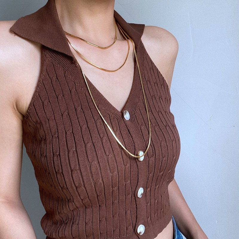 Fashion U Shape Titanium Steel Plating Layered Necklaces 1 Piece