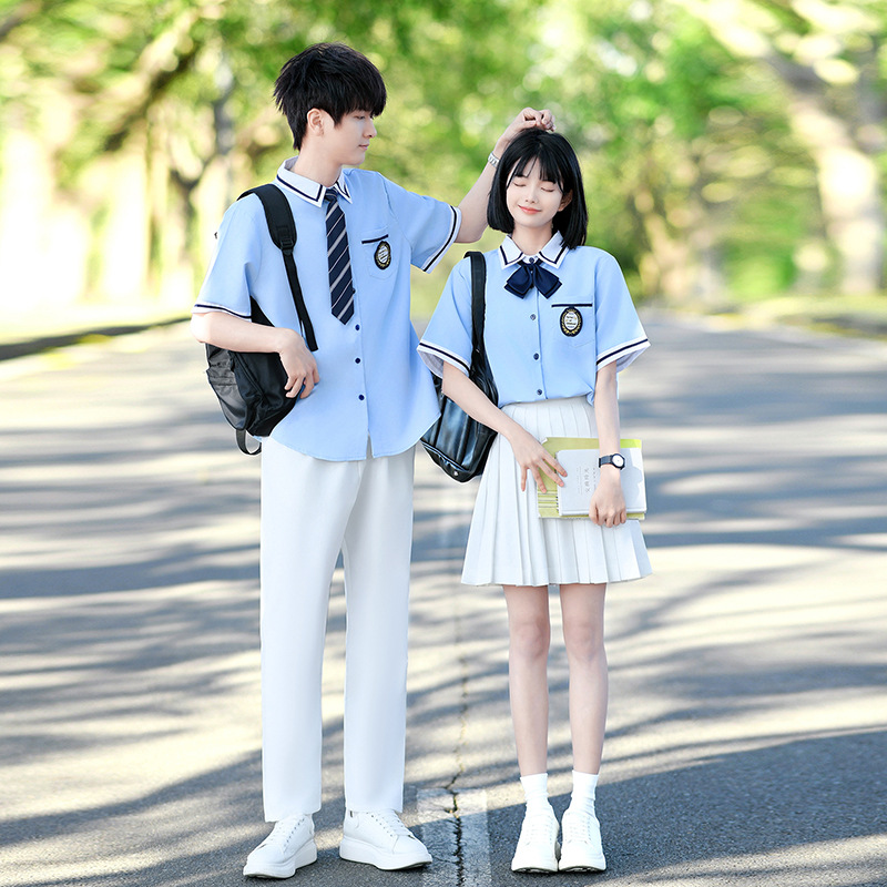 Class Uniforms, Short-Sleeved Uniforms for High School Students, Graduation Uniforms for Junior High School Students, Sports Meeting Chorus Performance Uniforms, School Uniform Sets, Graduation Season