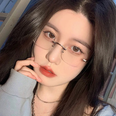 Ultra-lightweight, Pure Titanium, Frameless Glasses for Women – Polygonal Bezel Design, Myopia Lenses, Elegant & Internet-Famous Style, Anti-Blue Light, Perfect for Natural-Looking Makeup