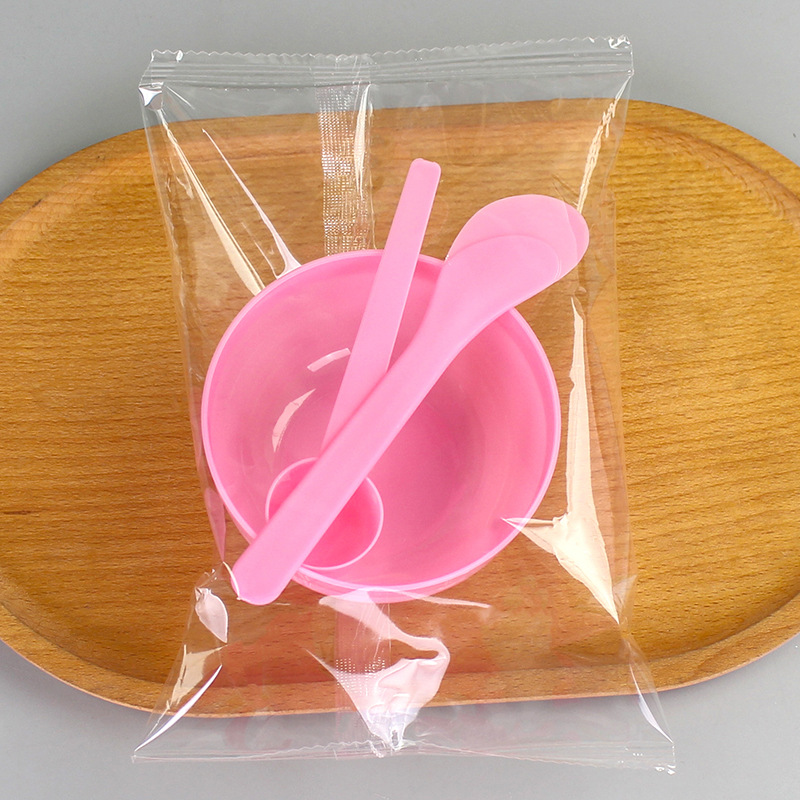 Beauty mask bowl separate packaging makeup spa tool three-piece set plastic small bowl mixing rod measuring scale spoon
