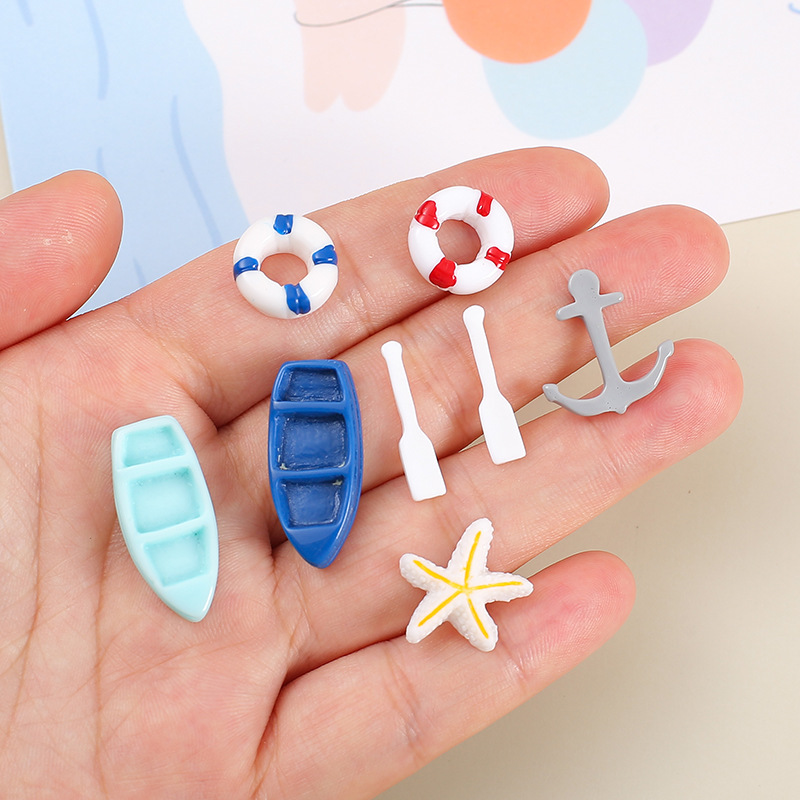 diy resin accessories boat anchor boat oar life buoy phone case cream material ocean wind miniature ornaments