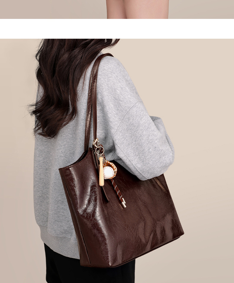 Túi tote nữ cỡ lớn phong cách vintage đi làm — màu cà phê chi tiết 3