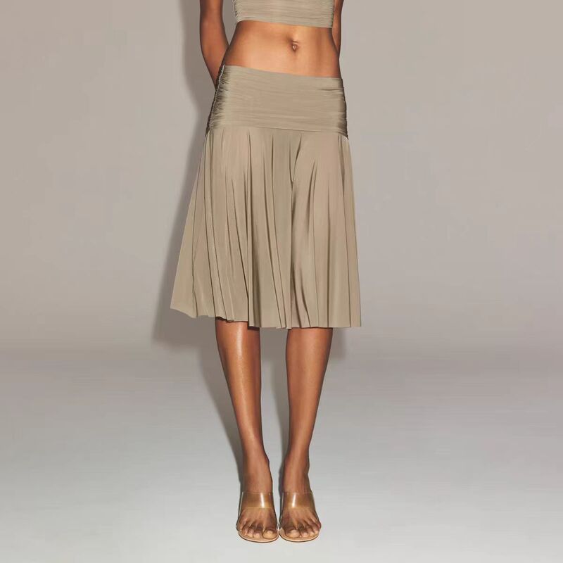 新商品 SKIMS MILKY SHEER MIDI SKIRT ハイウエスト プリーツ レディース スカート オーバーニー ミディスカート|undefined