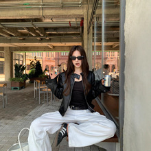 实拍 美式甜辣风短款黑色皮衣外套女2025秋冬酷飒小个子机车外套