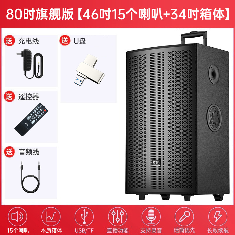 索爱广场舞音响大音量户外K歌演出超大移动拉杆蓝牙音箱2025新款|undefined