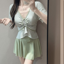 2025新款分体游泳衣女大码裙式温泉两件套温泉保守遮肚韩版泳装