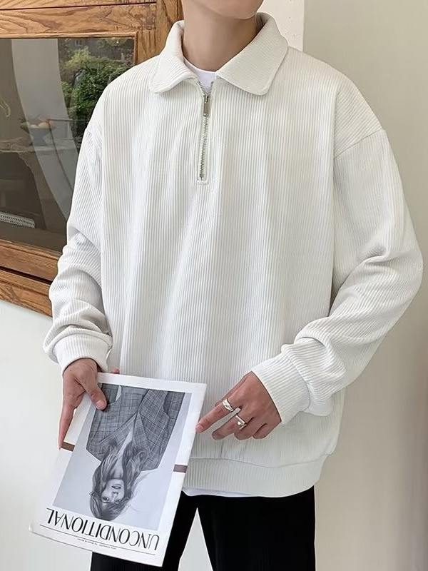 2025 suéter para hombre primavera moda coreana solapa suelta solapa suéter de cuello de polo de estilo perezoso suéter de todo fósforo