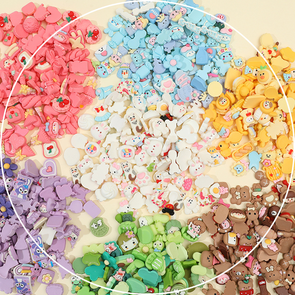 Cartoon color mixed random resin accessories diy cream glue hairpin hair accessories handmade accessories material wholesale