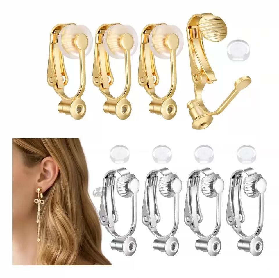 Non-pierced earrings converted to ear clips, DIY accessories for invisible earrings, U-shaped copper ear clips for women