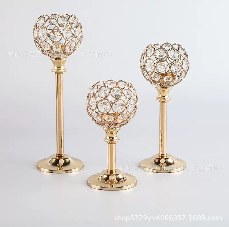 Mini candelabro de cristal transfronterizo adornos de galvanoplastia creativa hotel de bodas casa luz de velas accesorios de cena decoración accesorios