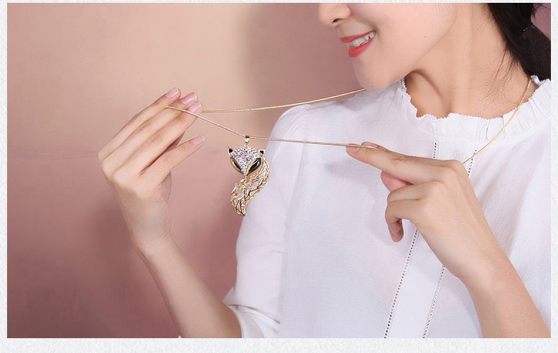 Korean version of the long fashion trendy fox creative sweater chain accessories