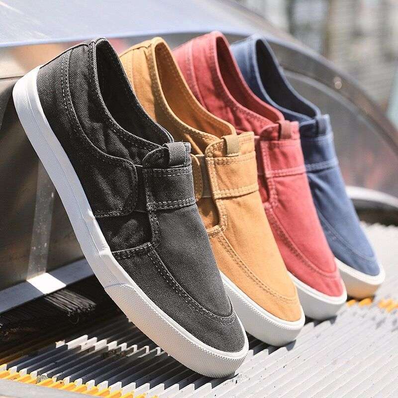 Old Beijing Cloth Shoes for Men, Breathable and Comfortable, Spring & Fall Slip-Ons, Lazy Casual Korean Style Trendy Student Men's Canvas Shoes