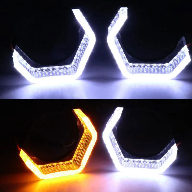 I8 una cubierta de lente de faro de automóvil 3.0 ángel ojos blanco + amarillo brillante sombrilla monocromática semicircular