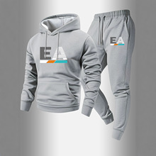 2025新款潮流男运动套装情侣连帽衫外贸字母印花休闲卫衣套装春秋