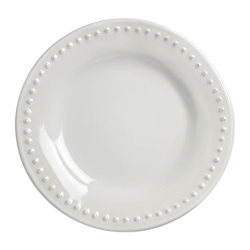 De alto valor, luz, lujo, cuentas en relieve, cerámica, platos poco profundos, platos occidentales, platos de postre, platos de todo fósforo, platos de desayuno al por mayor