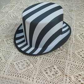 跨境速卖通亚马逊新款条纹复古小丑帽子万圣节狂欢节魔术帽高帽