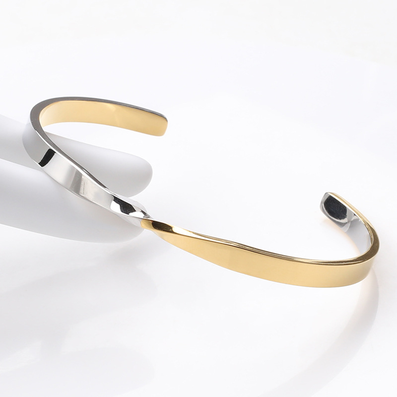 25g Weight Bangle Classification 304 Stainless Steel, Titanium Steel Chain Material Daily Occasion 304 Stainless Steel Material Color Block Pattern All Seasons Season Women's Gender Mixed Metal, Plating Design Streetwear Style Streetwear Color Block 304 Stainless Steel Bangle In Bulk 1
